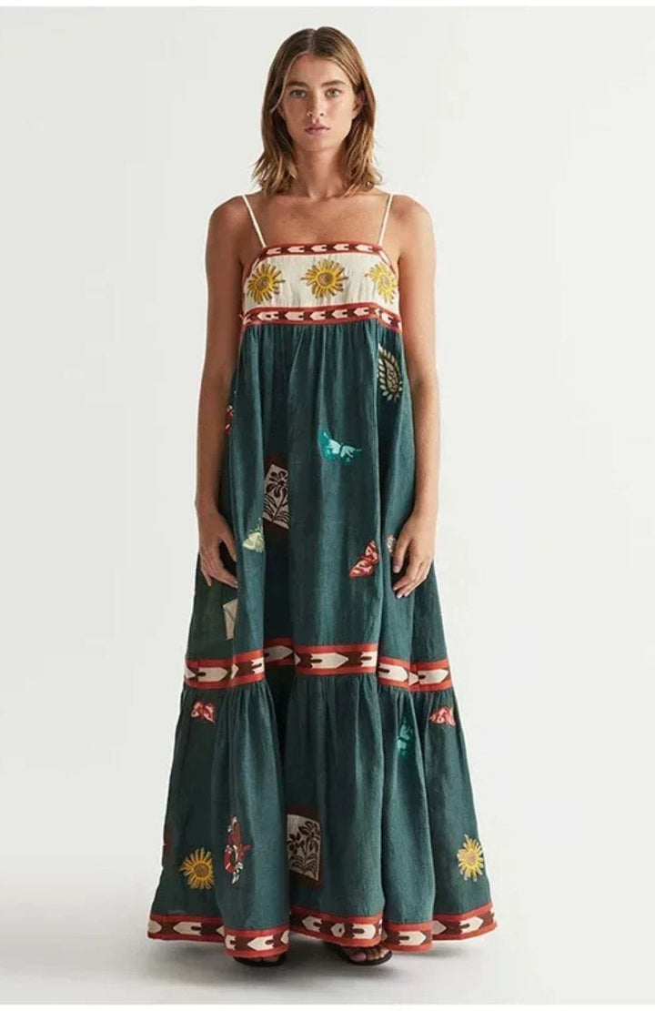 Robe Bohème Champêtre VERT / S
