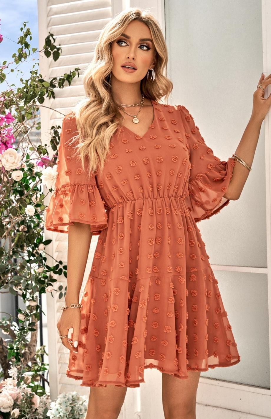 Robe Champêtre Terre Cuite | Reine Rustique