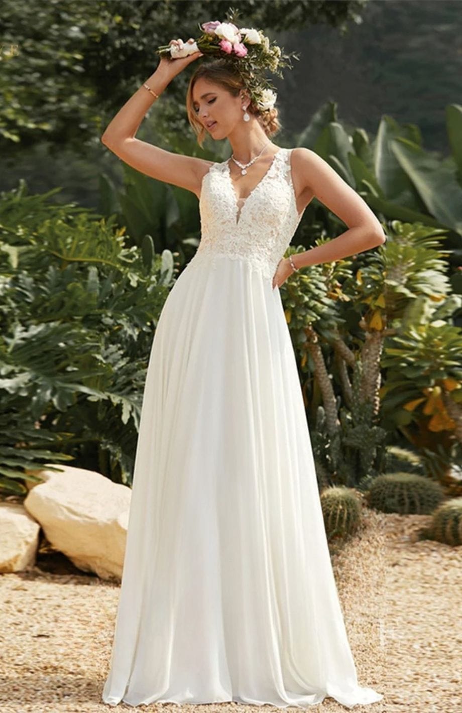 Champêtre Robe Robe Longue Blanche Boheme Mariage Robe Longue