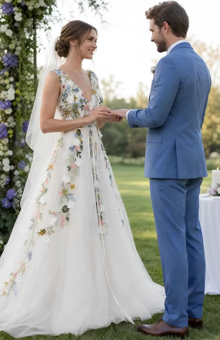 Robe De Mariée Bohème Fleurie | Reine Rustique