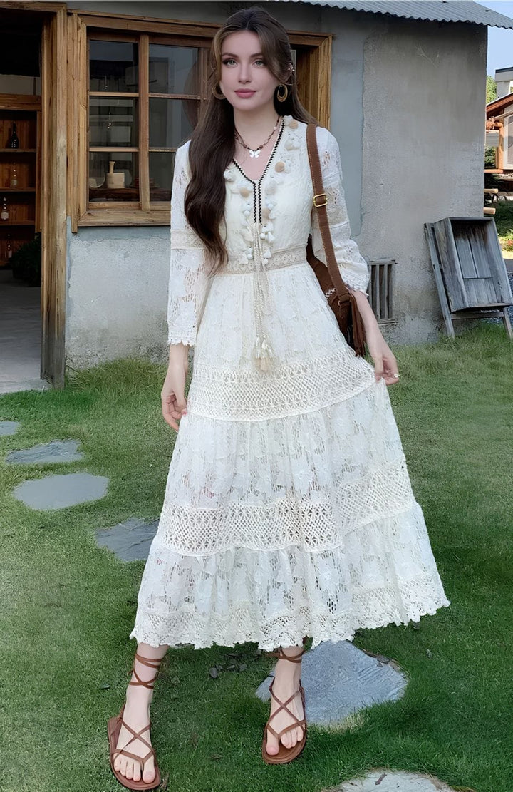 Robe Bohème Chic Pour Invite Mariage | Reine Rustique BLANC / S