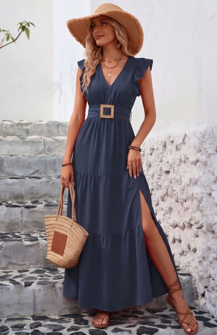 Robe Longue Champêtre | Reine Rustique BLEU MARINE / S