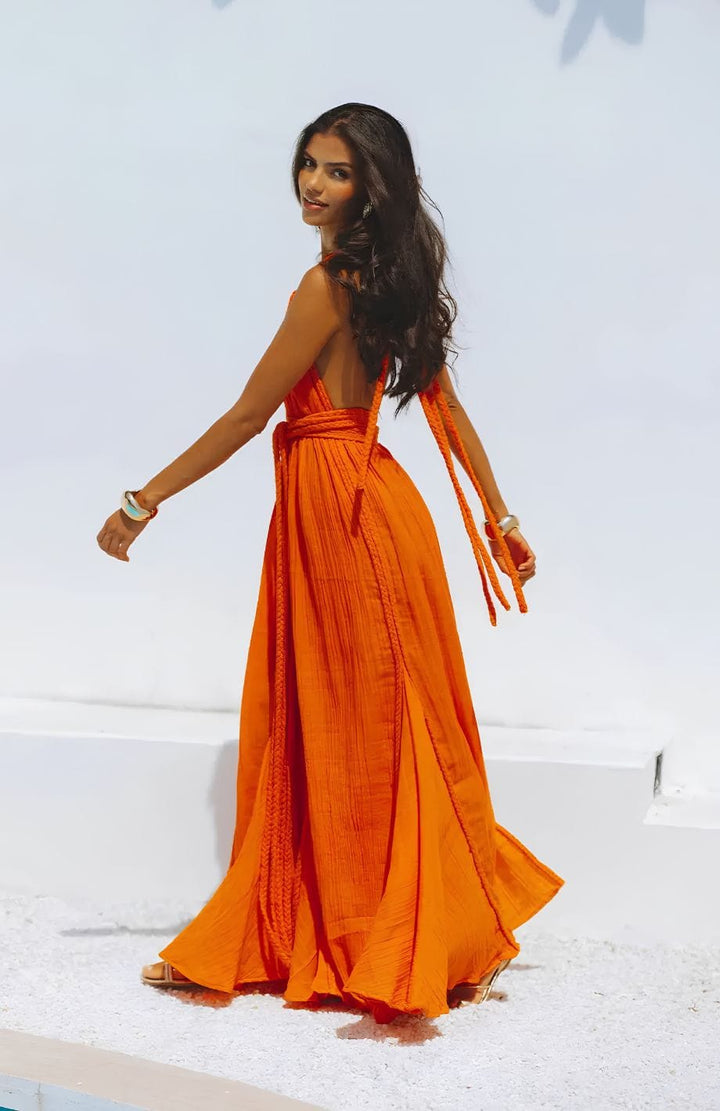 Robe Bohème Orange | Reine Rustique