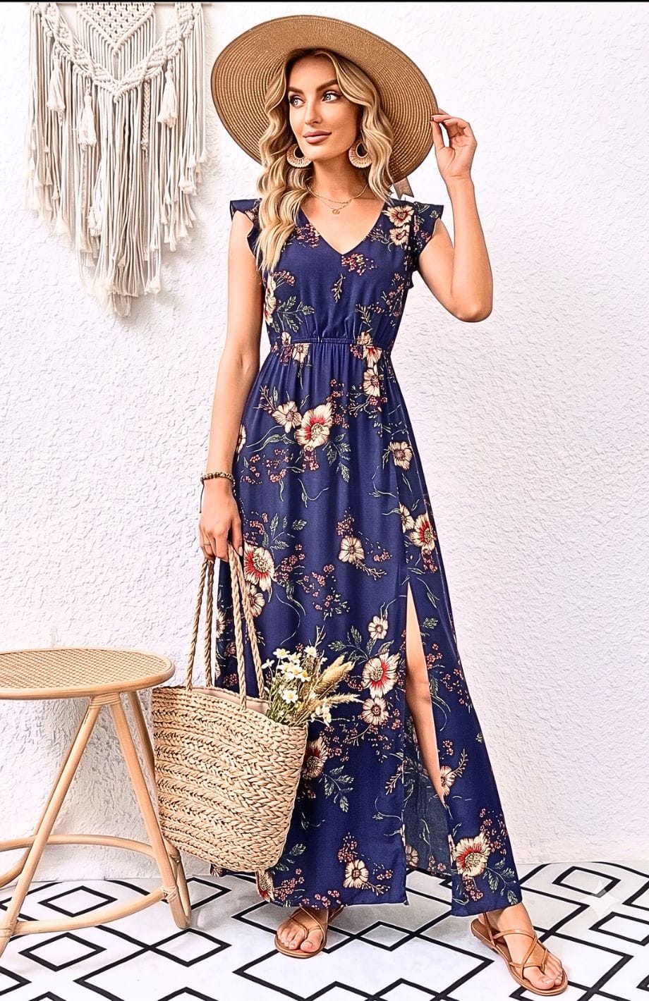 Robe Longue Imprimé Floral | Reine Rustique BLEU NUIT / XS
