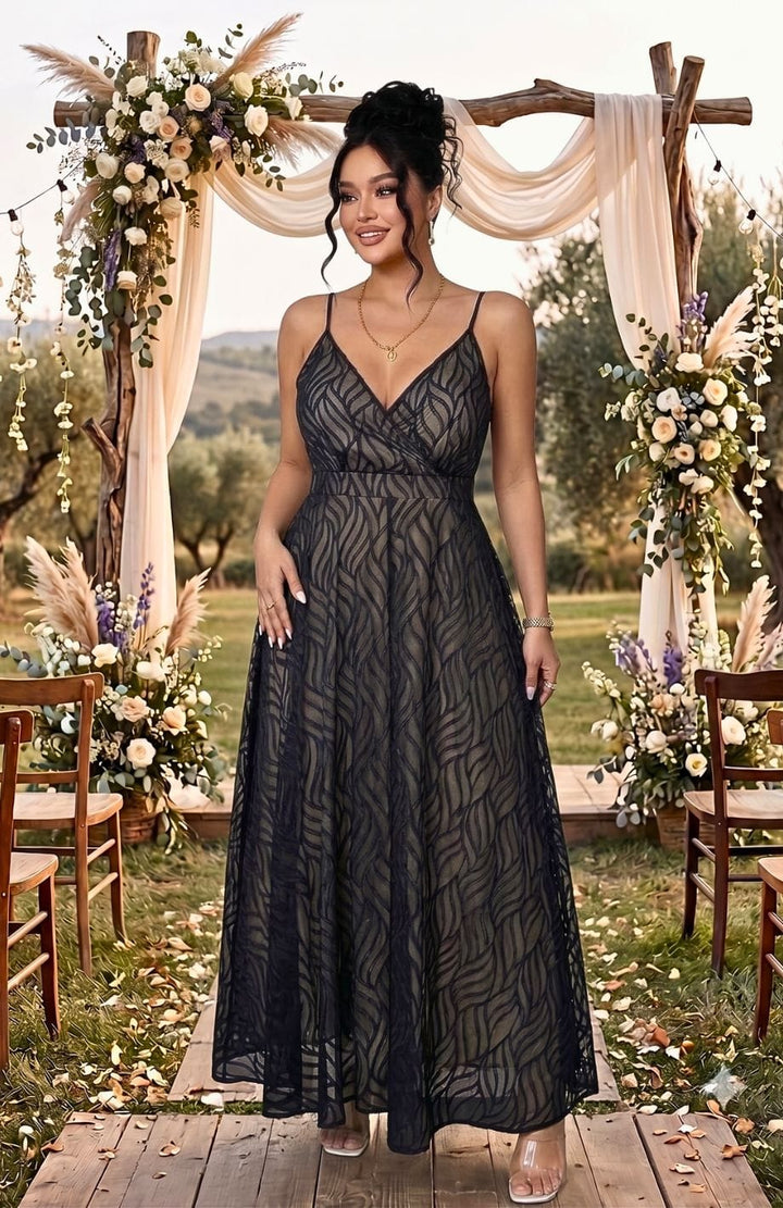 Robe Bohème Chic Invite Mariage Grande Taille | Reine Rustique NOIR / 0XL