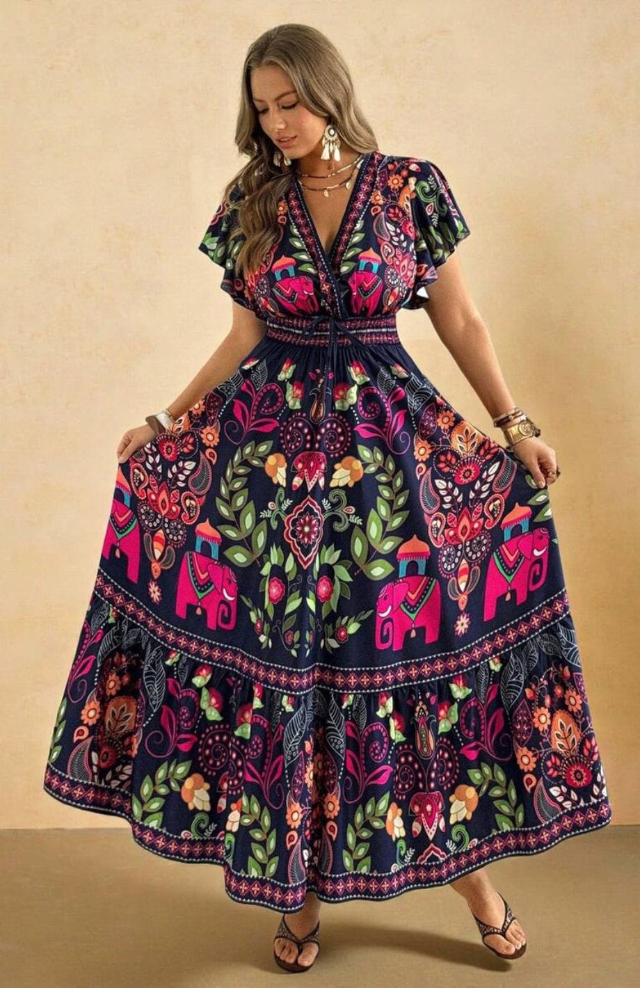 Robe Longue Grande Taille Bohème | Reine Rustique NOIR / 0XL