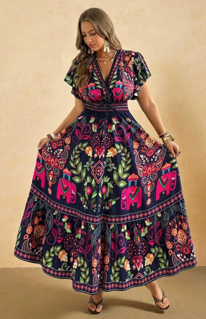 Robe Longue Grande Taille Bohème | Reine Rustique NOIR / 0XL