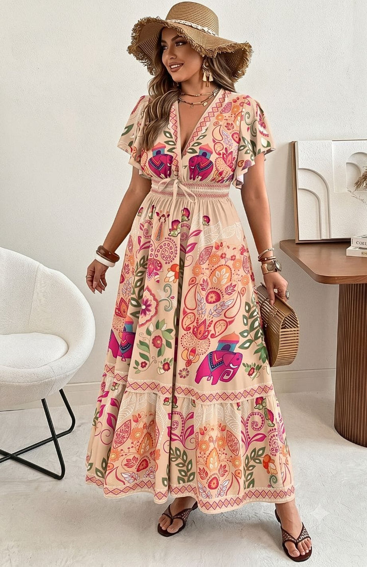 Robe Longue Grande Taille Bohème | Reine Rustique ROSE / 0XL