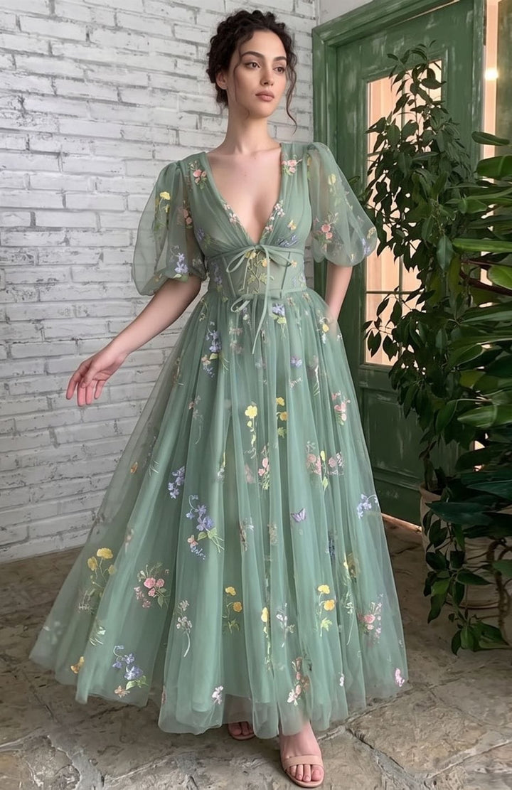 Robe Pour Mariage Chic | Reine Rustique VERT COURTE / XS