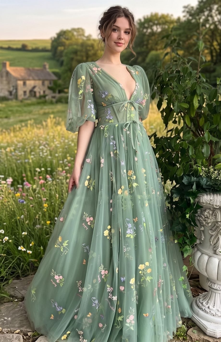 Robe Pour Mariage Chic | Reine Rustique VERT LONGUE / XS
