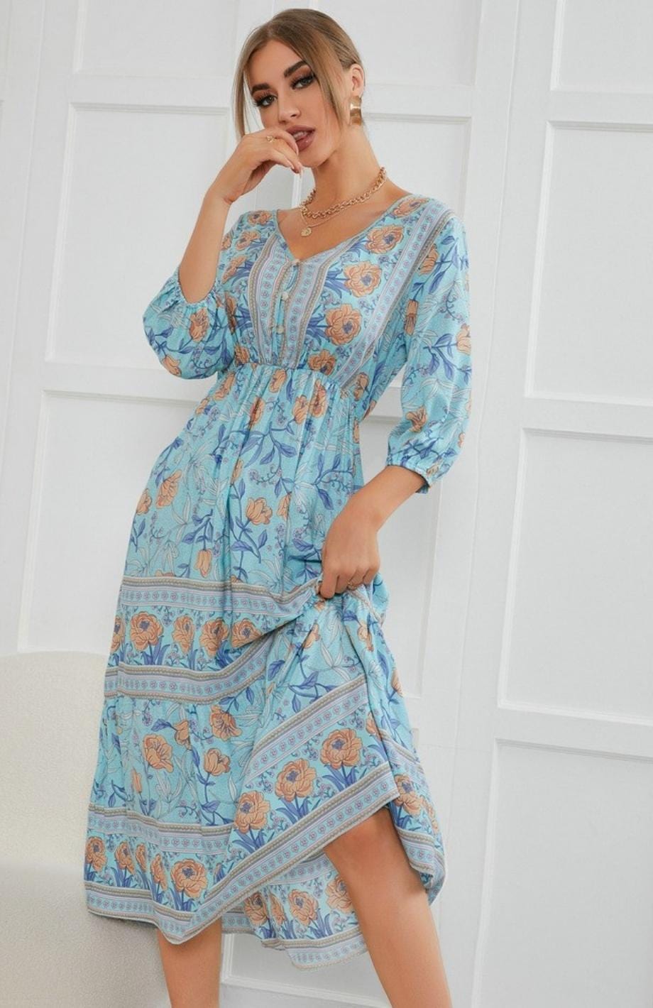 Belle Et Douce Robe Champs Mi Longue | Reine Rustique