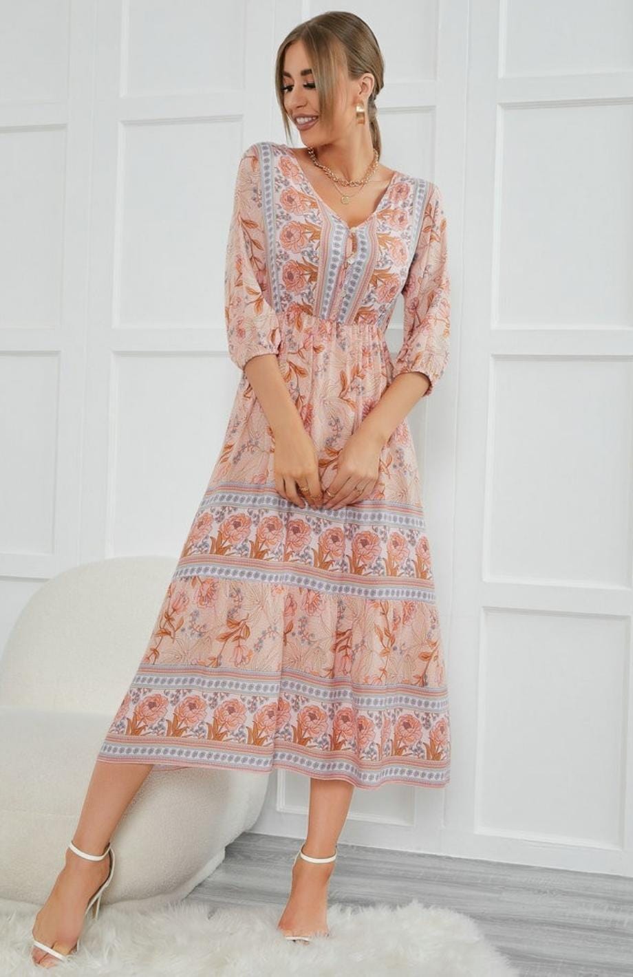Belle Et Douce Robe Champs Mi Longue | Reine Rustique