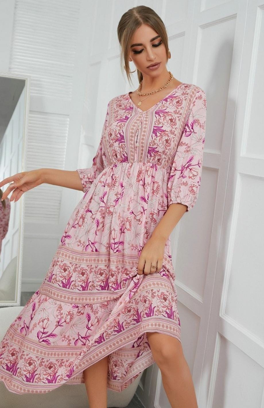 Belle Et Douce Robe Champs Mi Longue | Reine Rustique