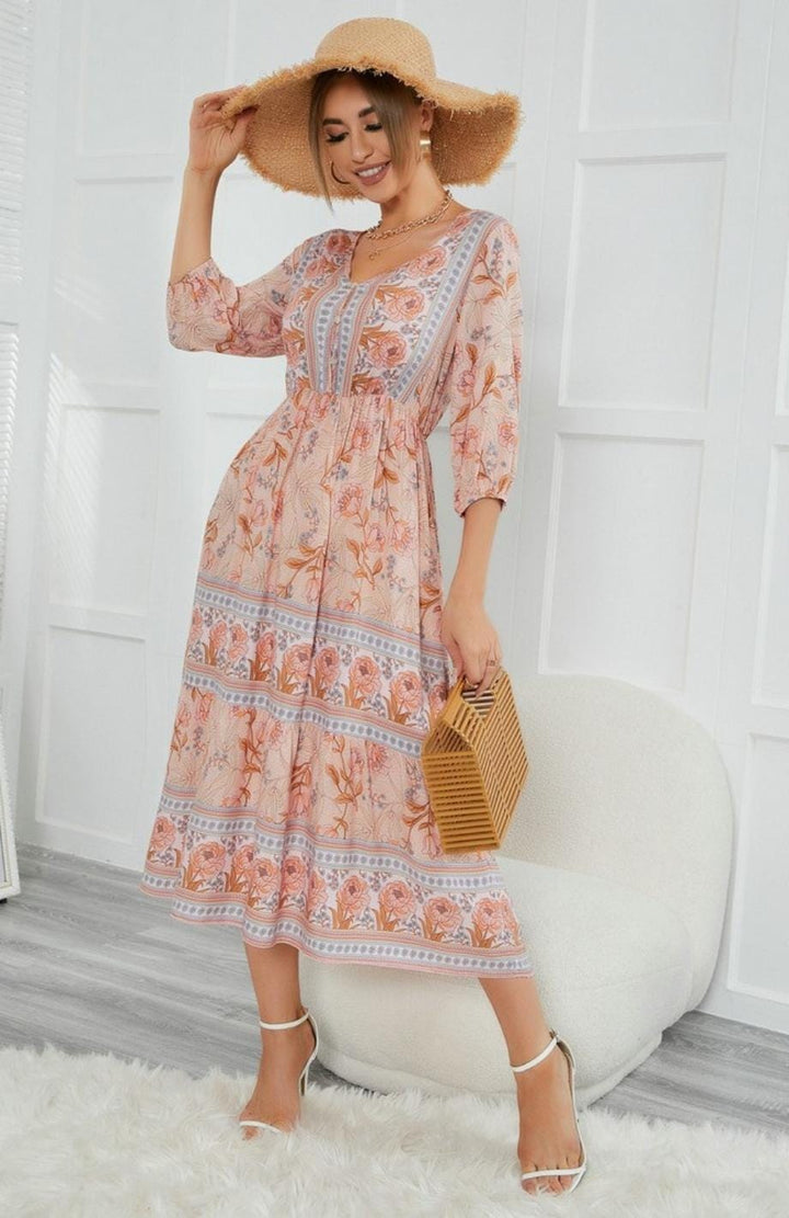 Belle Et Douce Robe Champs Mi Longue | Reine Rustique ABRICOT / S