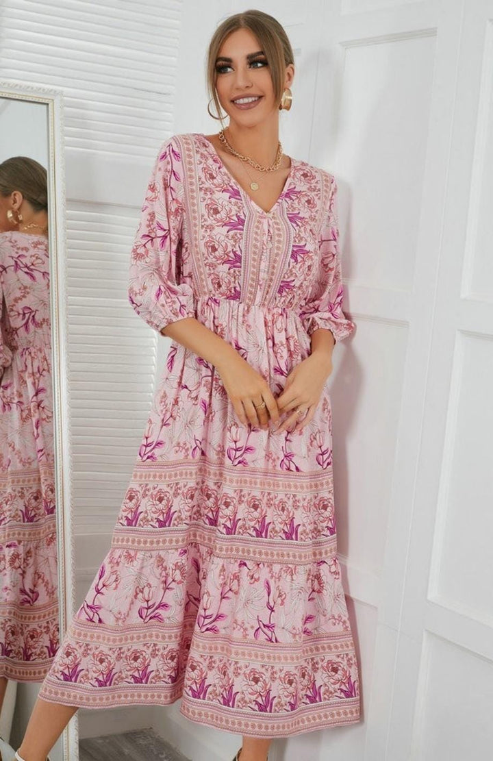 Belle Et Douce Robe Champs Mi Longue | Reine Rustique ROSE / S