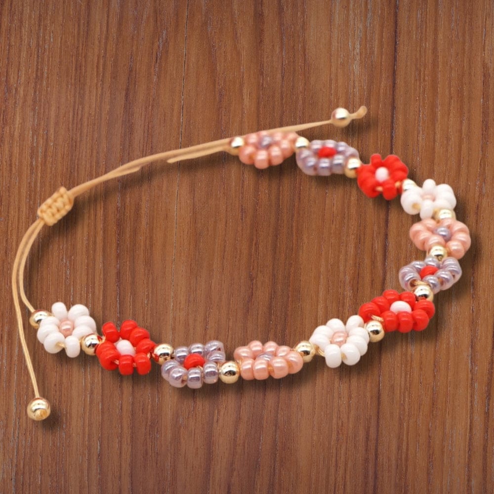 Bracelet Fleur Témoin De Mariage | Reine Rustique ROUGE