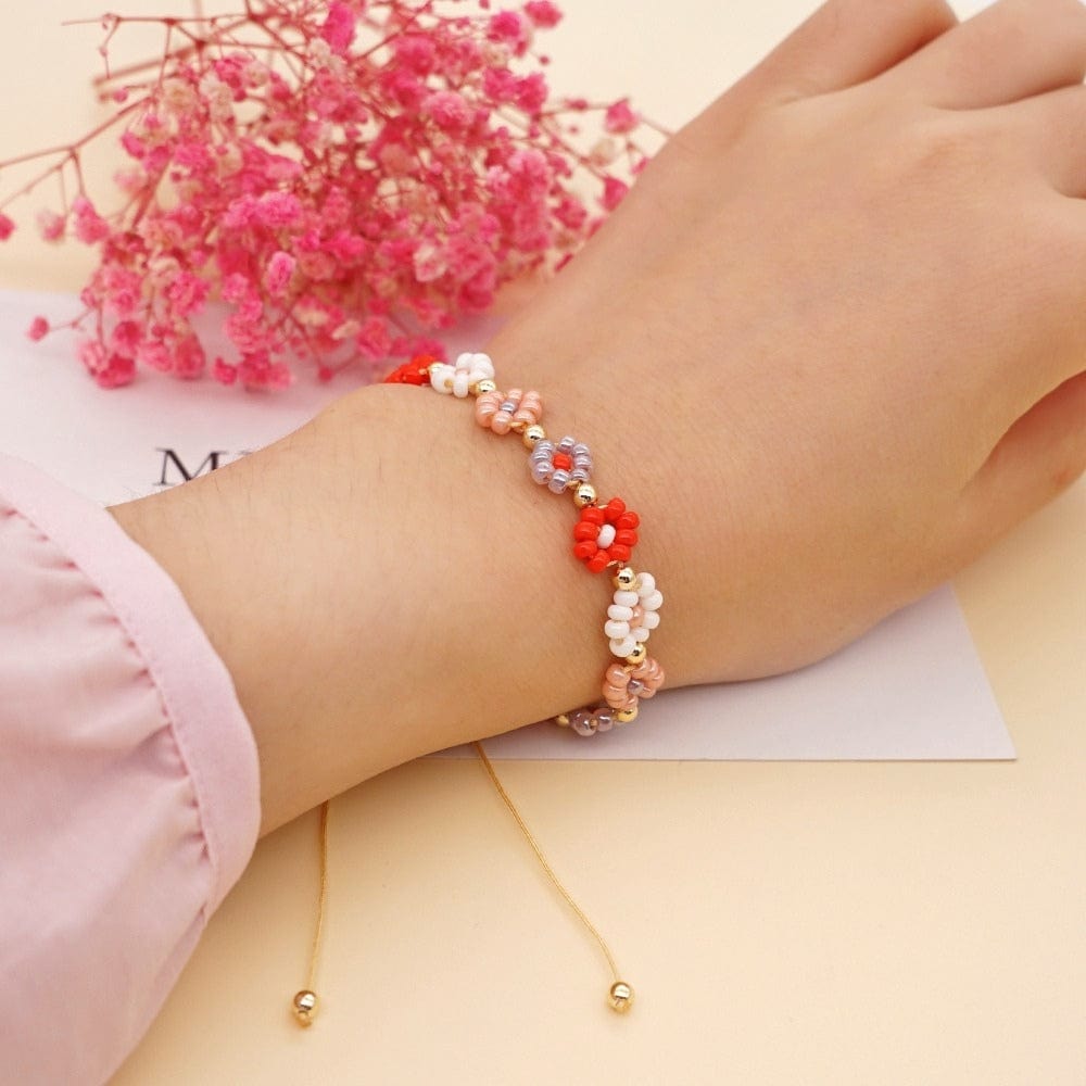 Bracelet Fleur Témoin De Mariage | Reine Rustique ROUGE