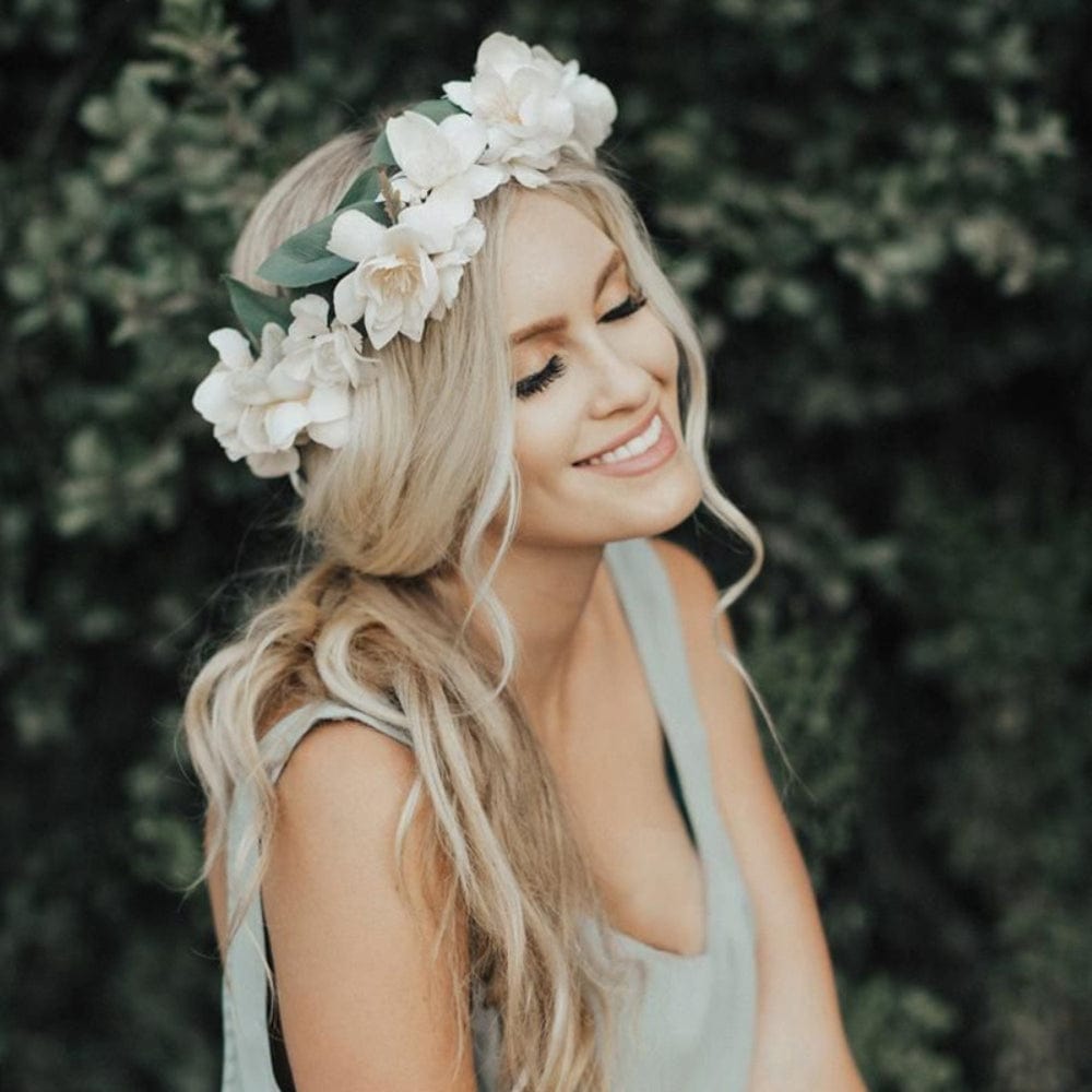 Couronne De Fleurs Pour Cheveux Claires | Reine Rustique BLANC