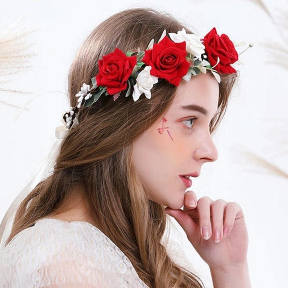 Couronne De Fleurs Pour Enfant | Reine Rustique ROUGE