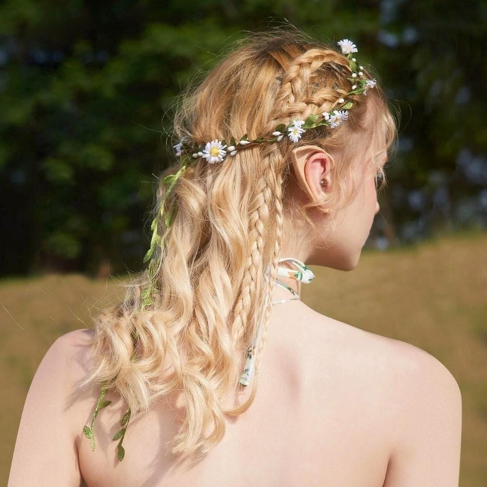 Couronne Fleur Fille | Reine Rustique BLANC JAUNE