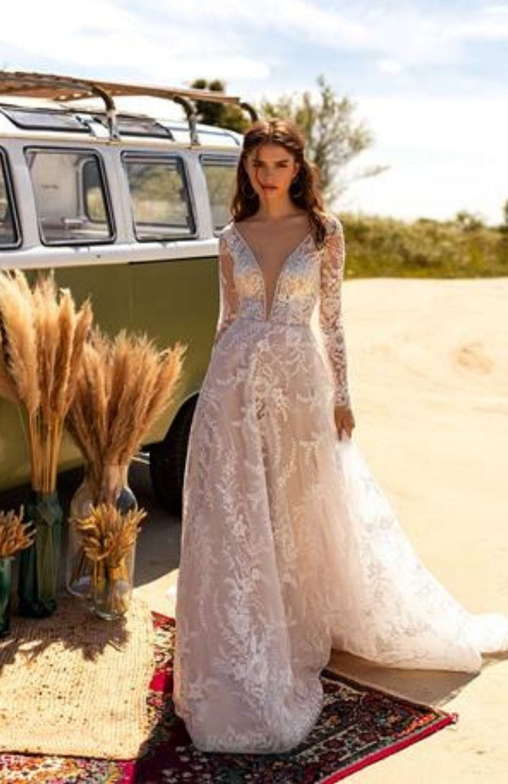 Hippie Robe Mariée Bohème | Reine Rustique CHAMPAGNE / 2