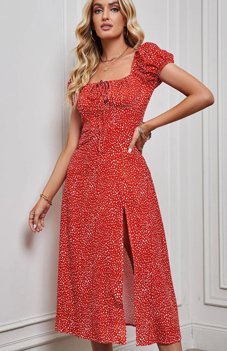 Robe À Manche Cloche | Reine Rustique ROUGE / S