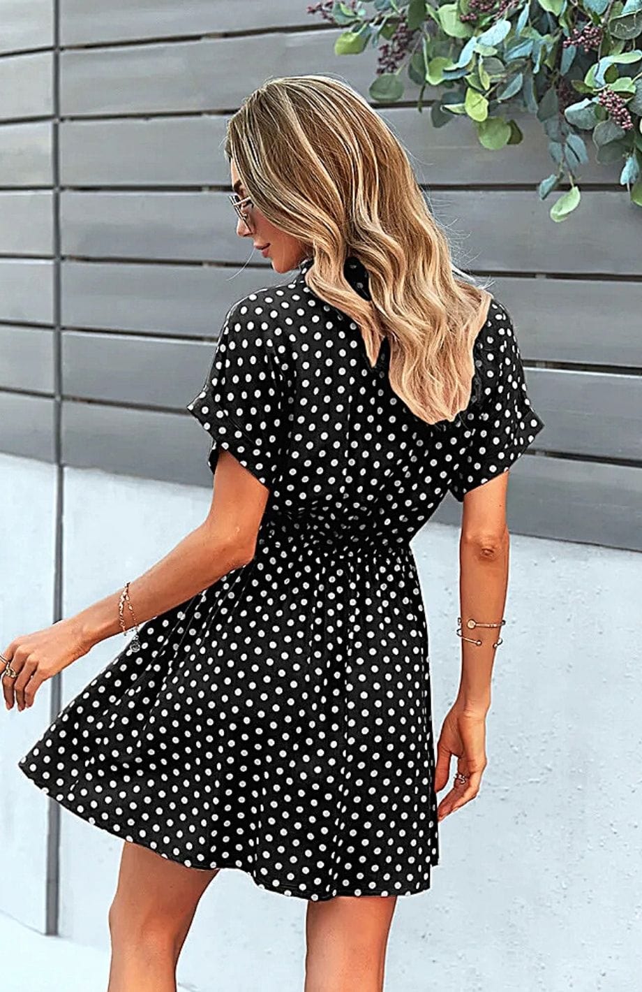 Robe A Pois Courte Rustique Decontracte
