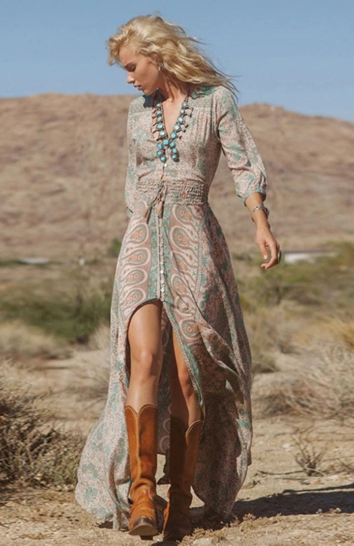 Robe Bohème Chic Luxe | Reine Rustique MARRON / S