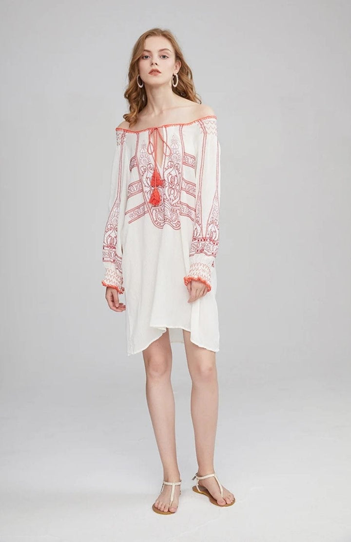 Robe Bohème Courte | Reine Rustique BLANC / S
