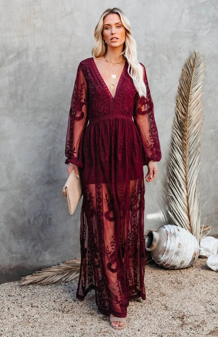 Robe Bohème Dentelle | Reine Rustique BORDEAUX / S