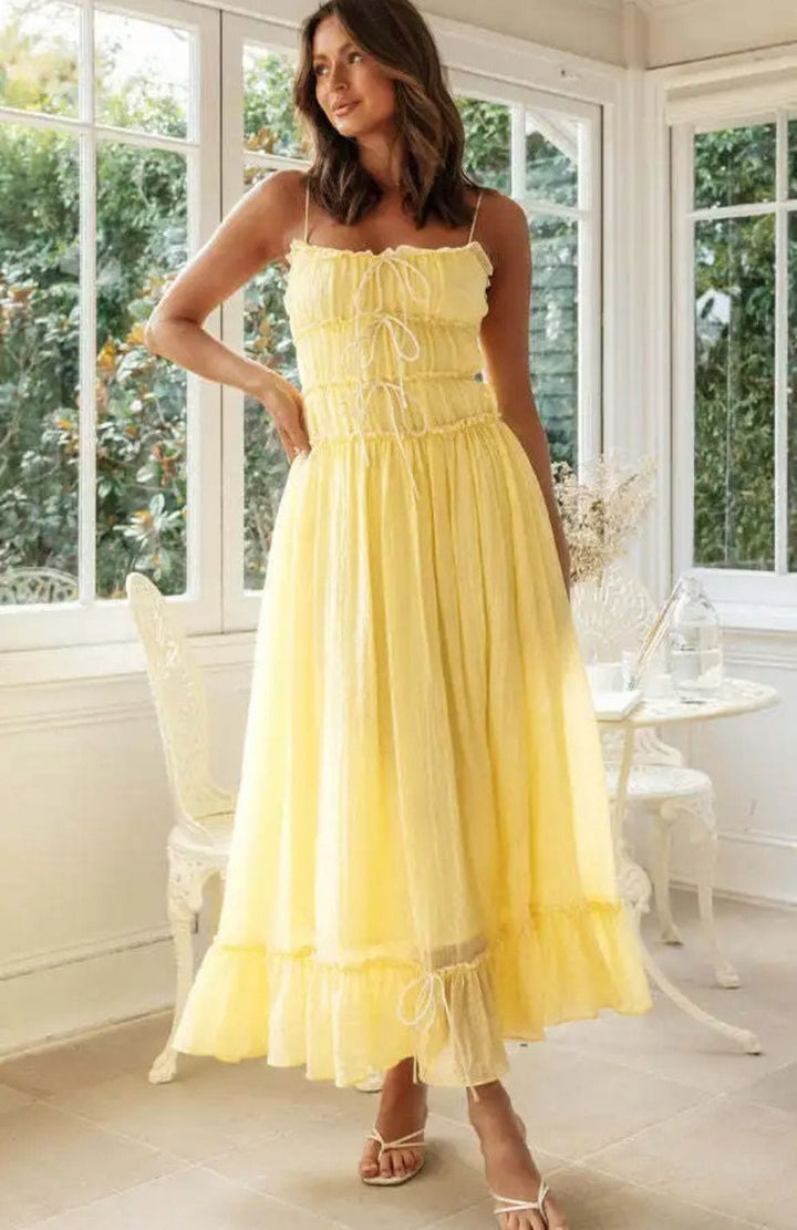Robe Bohème  Femme | Reine Rustique JAUNE / S
