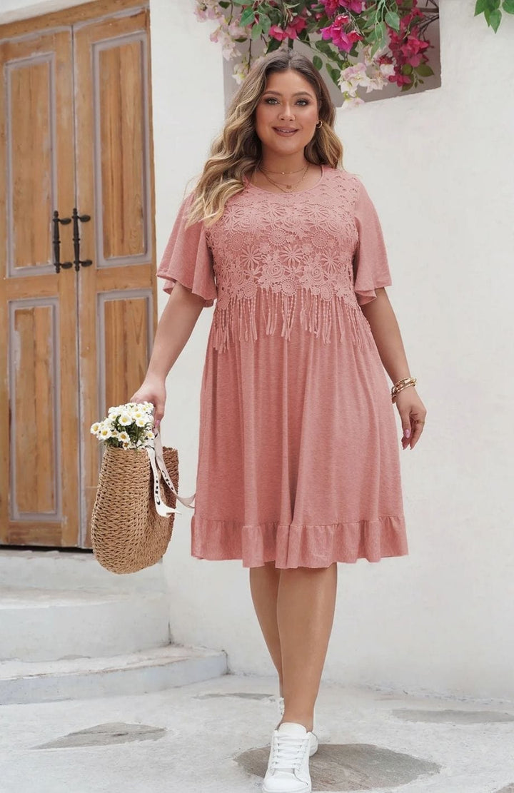 Robe Bohème Grande Taille | Reine Rustique ROSE / 1XL