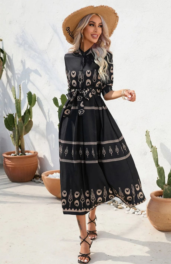 Robe Bohème Mariage Invité | Reine Rustique NOIR / S
