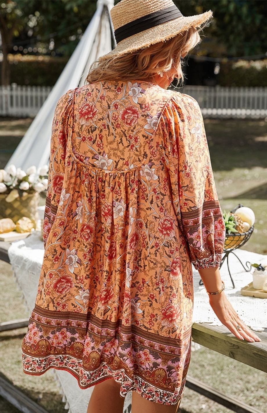 Robe Bohème Orange | Reine Rustique