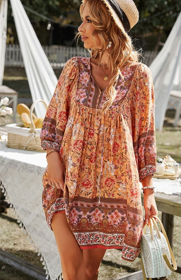 Robe Bohème Orange | Reine Rustique