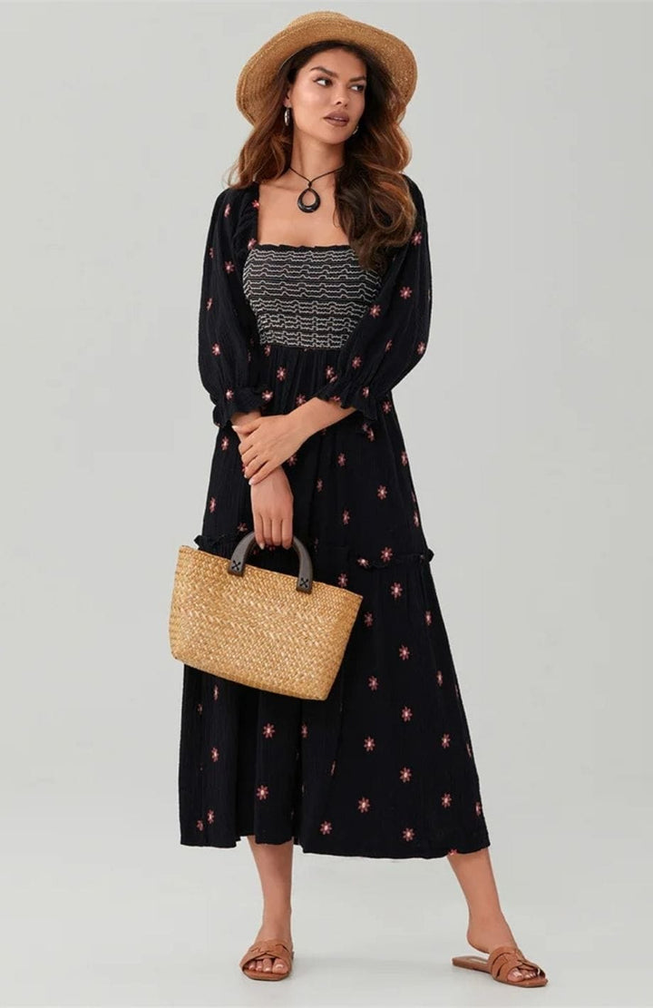 Robe Bohème Vintage | Reine Rustique NOIR / S