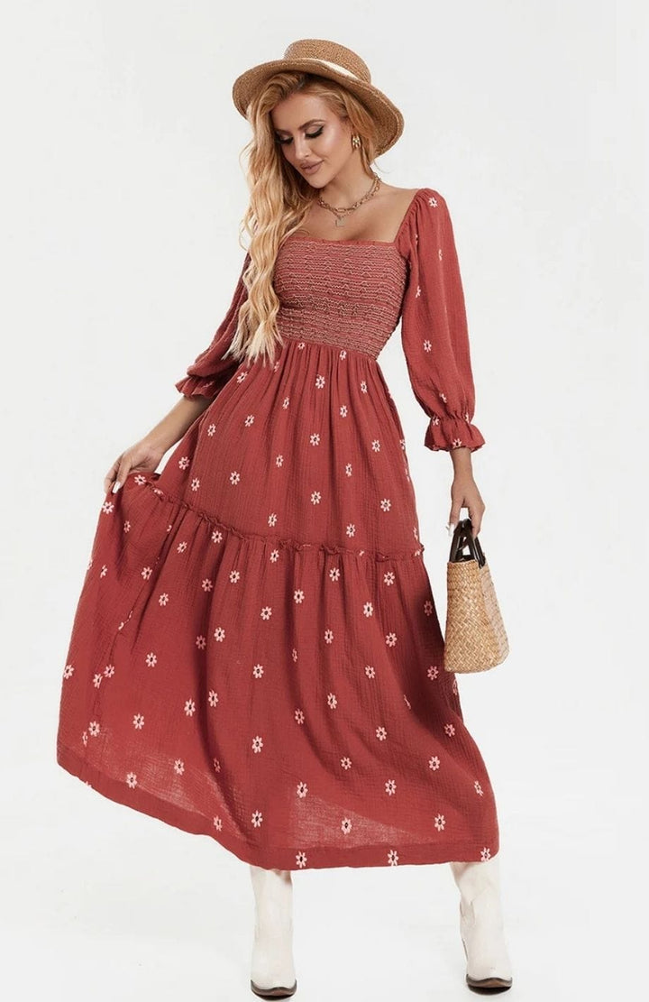Robe Bohème Vintage | Reine Rustique ROUGE / S
