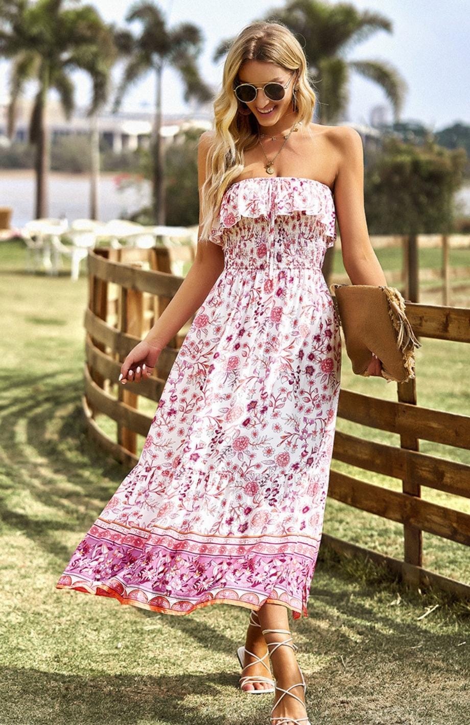 Robe Bustier Champêtre | Reine Rustique ROSE / S