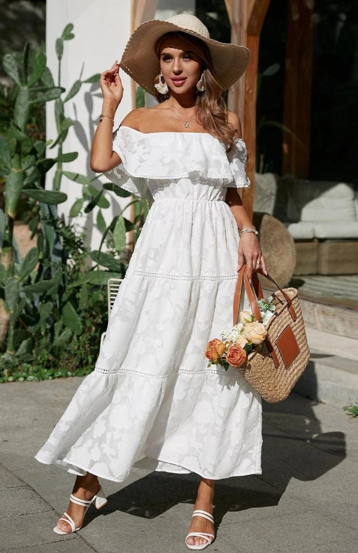 Robe Champêtre Bohème pour Mariage Invité | Reine Rustique BLANC / S