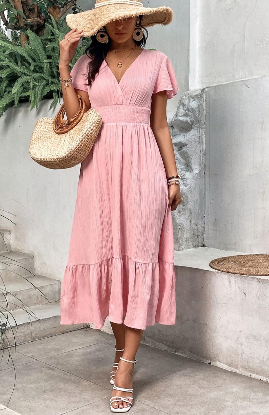 Robe Champêtre Chic Rose | Reine Rustique ROSE / S
