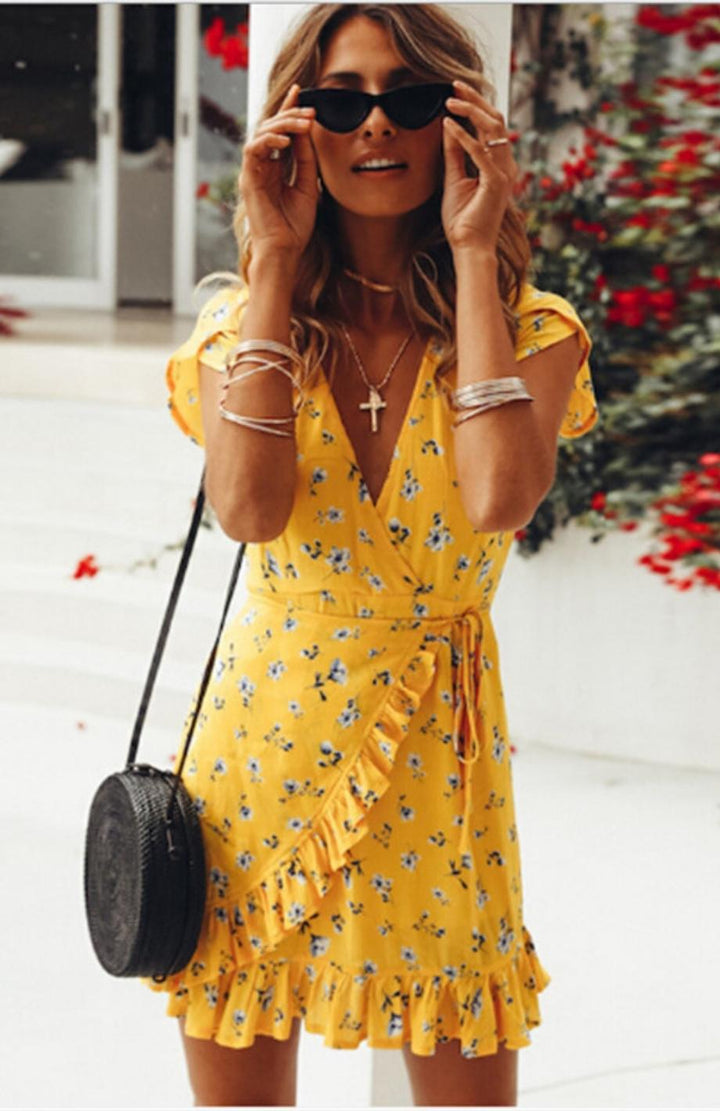 Robe Champêtre Courte Jaune | Reine Rustique