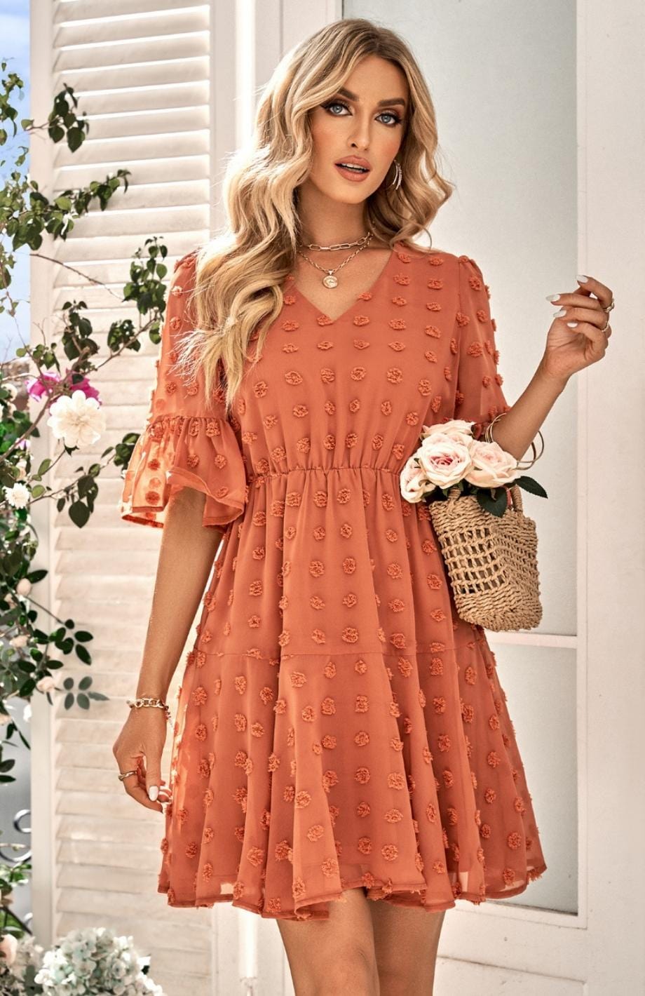 Robe Champêtre Terre Cuite | Reine Rustique ORANGE BRÛLÉ / S