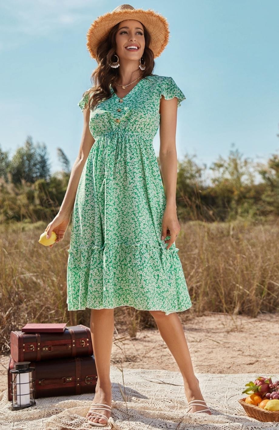 Robe Champêtre Verte | Reine Rustique VERT CLAIR / S
