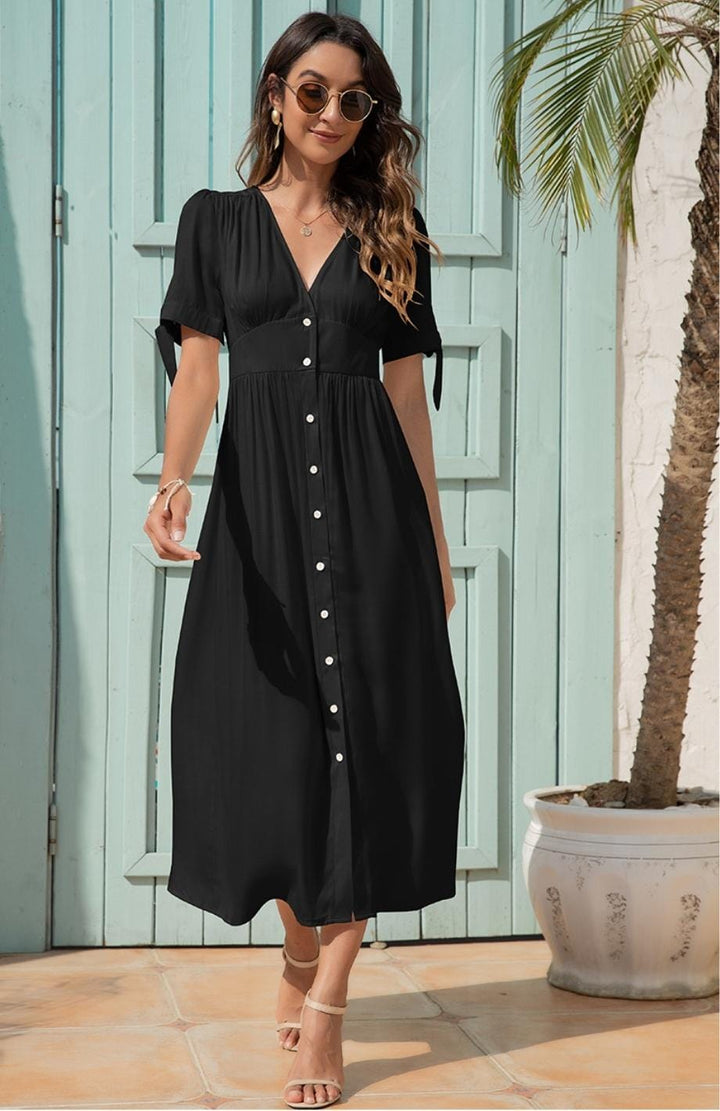 Robe Chemise Fluide Champêtre | Reine Rustique NOIR / S