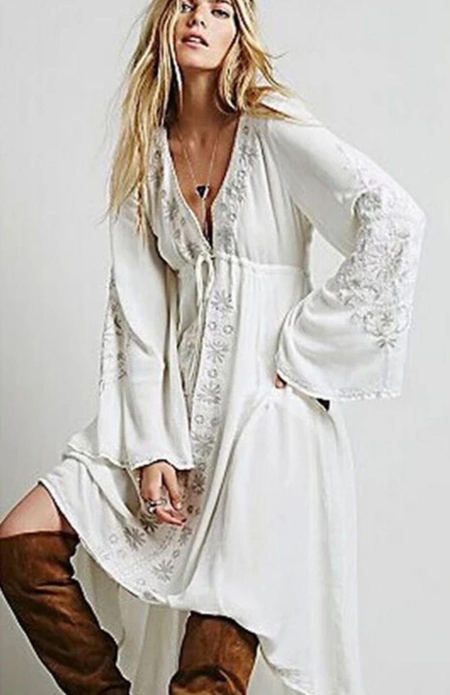Robe Chic Et Bohème  | Reine Rustique BLANC / S