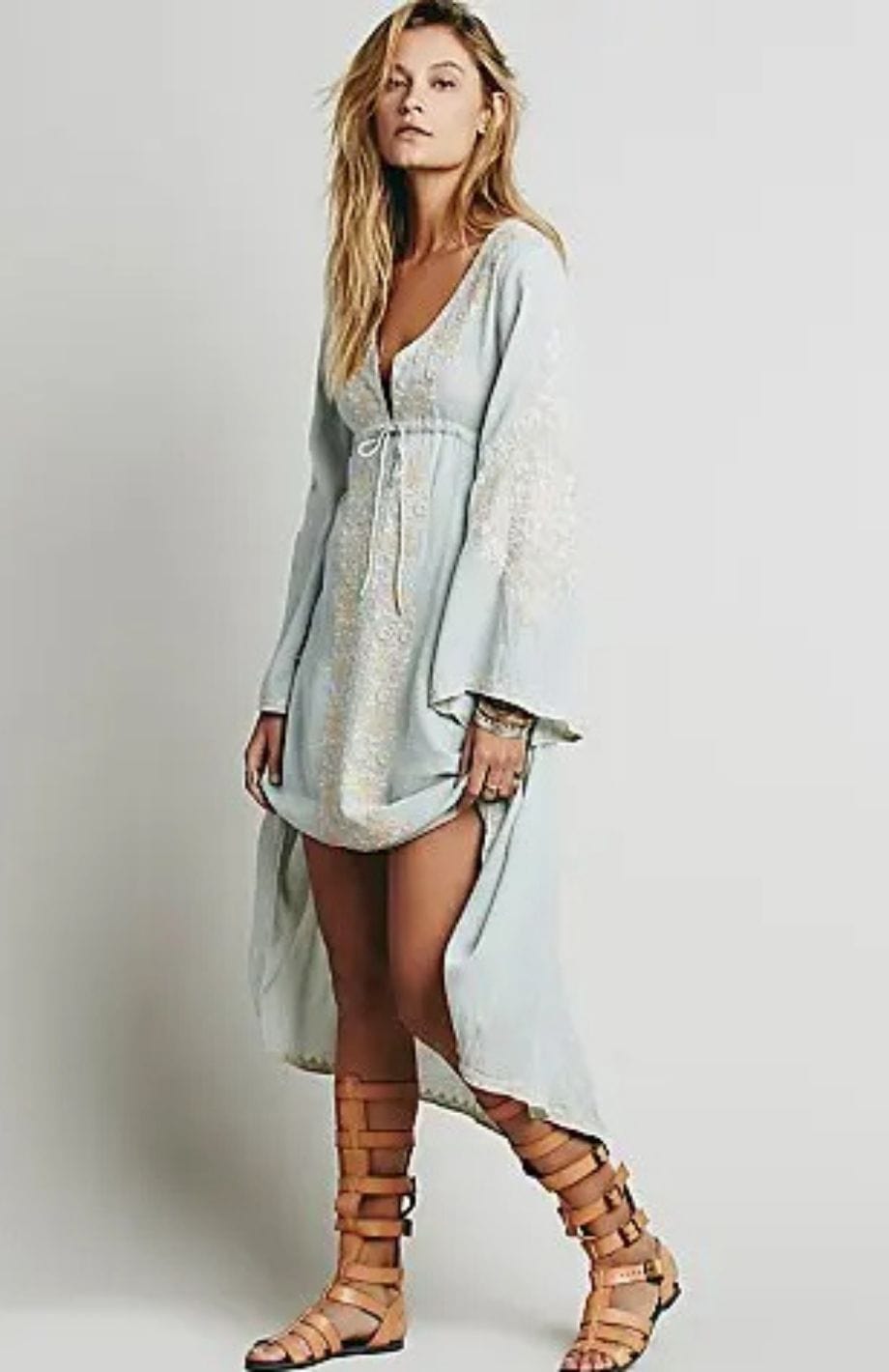 Robe Chic Et Bohème  | Reine Rustique BLEU CIEL / S