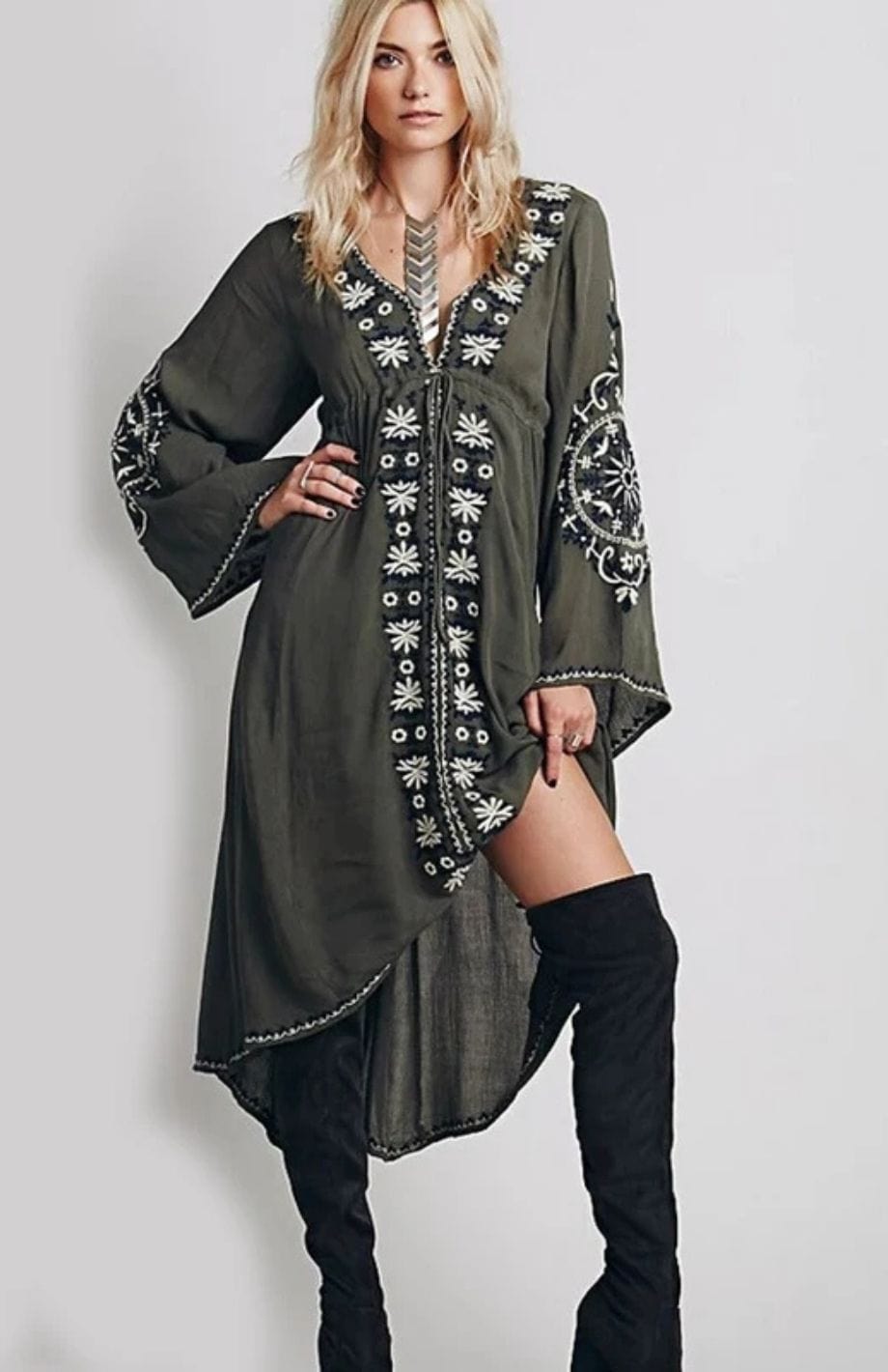 Robe Chic Et Bohème  | Reine Rustique VERT / S