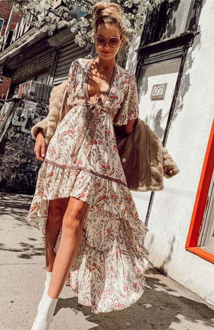 Robe Cocktail Bohème Chic | Reine Rustique BLANC / S