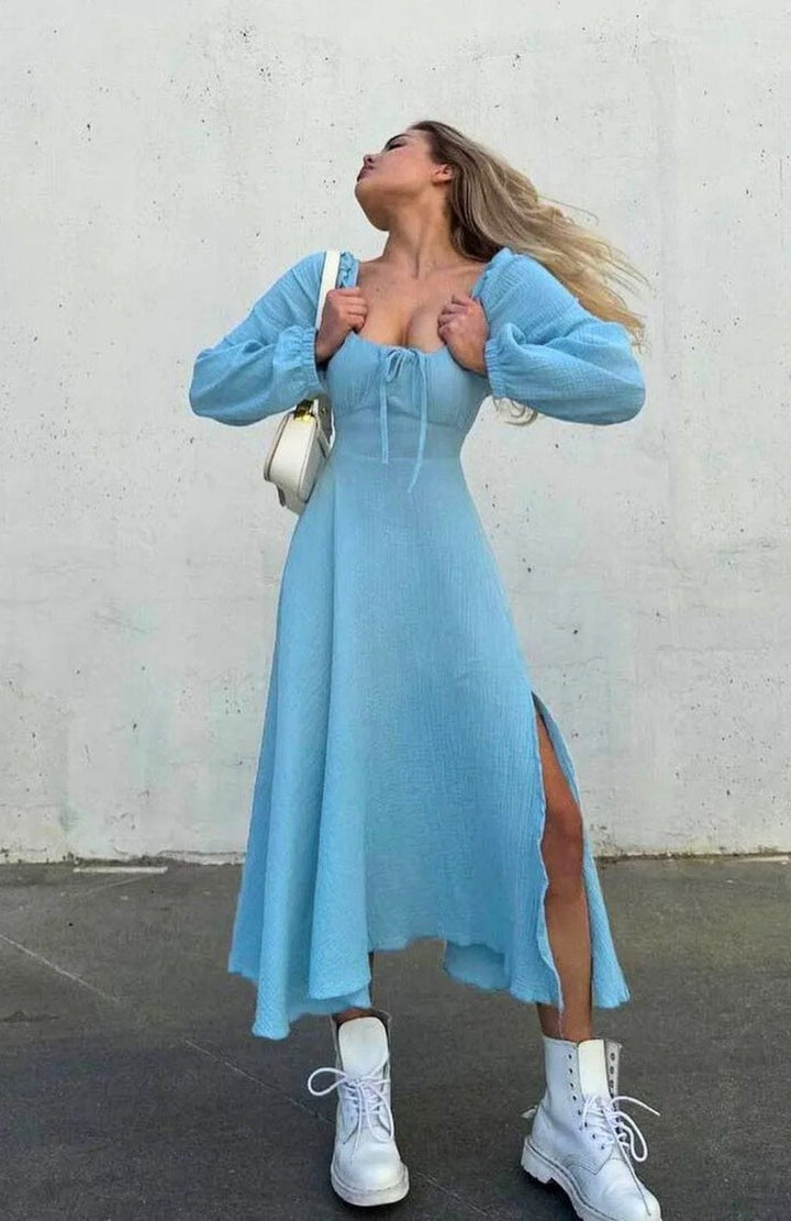 Robe Cocktail Mariage Bohème Chic | Reine Rustique BLEU / S