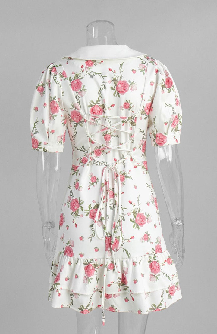 Robe Courte Champêtre Fleurs Chic Petites Manches